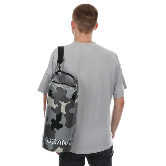 Гермомешок YUGANA, ПВХ, водонепроницаемый 10 литров, один ремень, камуфляж-цифра