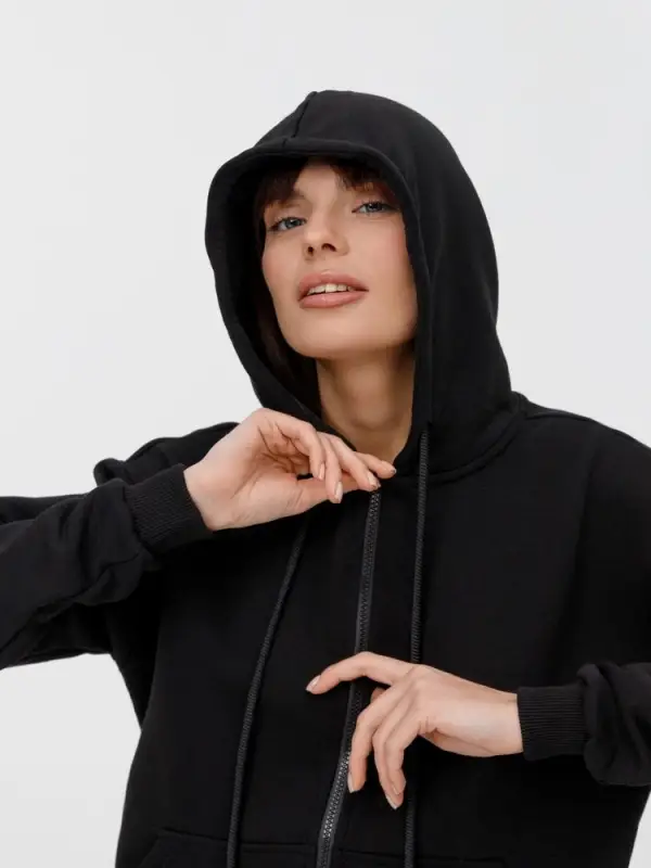 Толстовка унисекс оверсайз на молнии Zippy Terry, черная, размер M/L