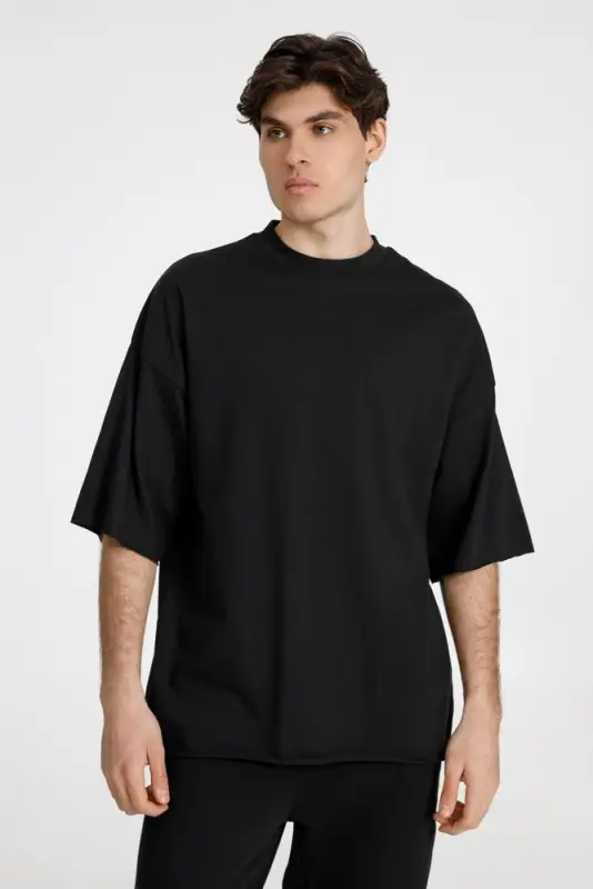 Футболка оверсайз унисекс T9, черная, размер XS/S