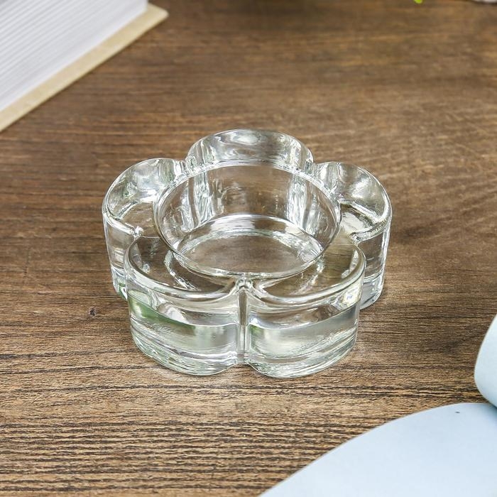 Подсвечник стекло на 1 свечу Подсвечник стекло на 1 свечу "Цветок" прозрачный 2,5х6,5х6,5 см