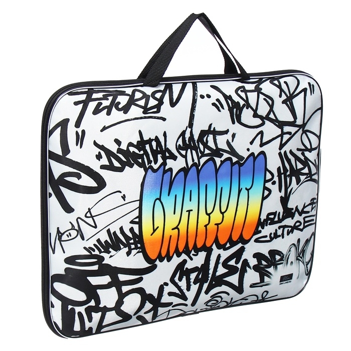 Папка для чертежей и рисунков А3, 470 х 350 х 20 мм, с ручками, текстильная, Calligrata Папка для чертежей и рисунков А3, 470 х 350 х 20 мм, с ручками, текстильная, Calligrata "Граффити"