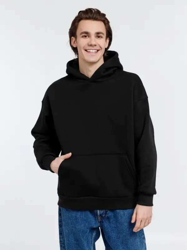 Худи оверсайз унисекс Go Easy, черное, размер S