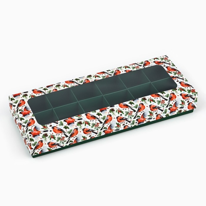 Коробка складная под 12 конфет «Снегири», 3.8 х 10.5 х 26.5 см, Новый год Коробка складная под 12 конфет «Снегири», 3.8 х 10.5 х 26.5 см, Новый год