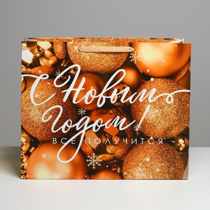 Пакет подарочный новогодний ламинированный «Всё получится!», XL 49 х 40 х 19 см, Новый год Пакет подарочный новогодний ламинированный «Всё получится!», XL 49 х 40 х 19 см, Новый год