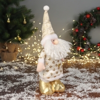 Мягкая игрушка "Дед Мороз цветочек" (59х21 см выдвинутые ножки) 40х21 см, золотисто-белый Мягкая игрушка "Дед Мороз цветочек" (59х21 см выдвинутые ножки) 40х21 см, золотисто-белый