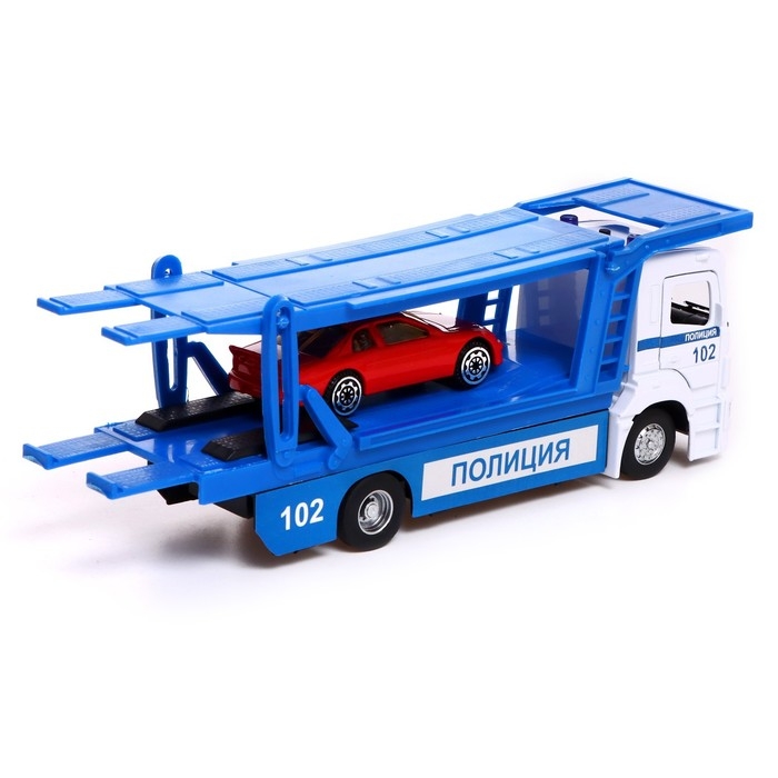 Машина металлическая KAMAZ «Автовоз полиция», 20см, подвижные детали, свет, звук Машина металлическая KAMAZ «Автовоз полиция», 20см, подвижные детали, свет, звук