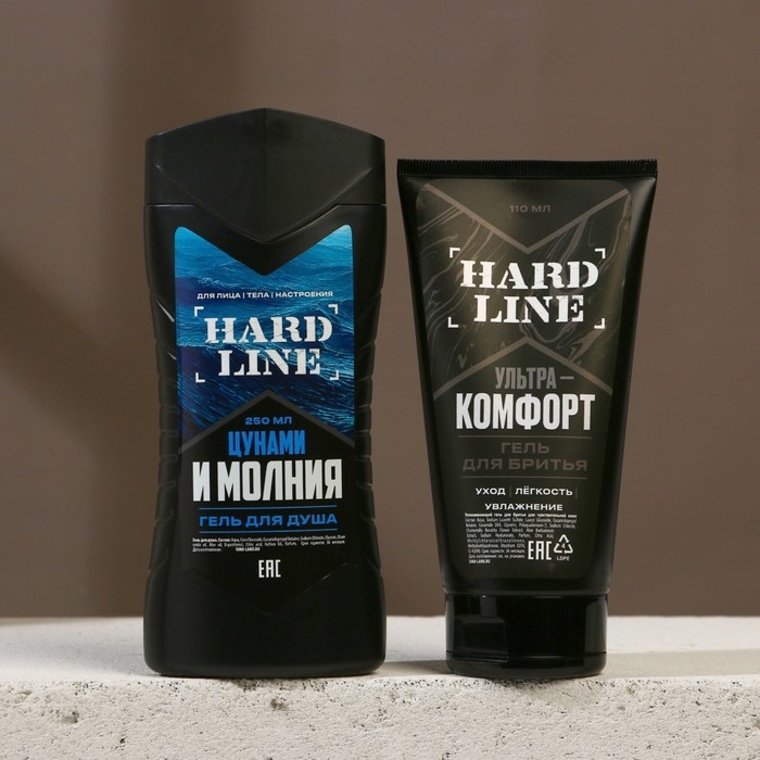 Подарочный набор косметики «Цунами и молния», гель для душа 250 мл и гель для бритья 110 мл, HARD LINE Подарочный набор косметики «Цунами и молния», гель для душа 250 мл и гель для бритья 110 мл, HARD LINE