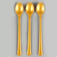Ложки пластиковые, в наборе 12 штук, цвет золото Ложки пластиковые, в наборе 12 штук, цвет золото