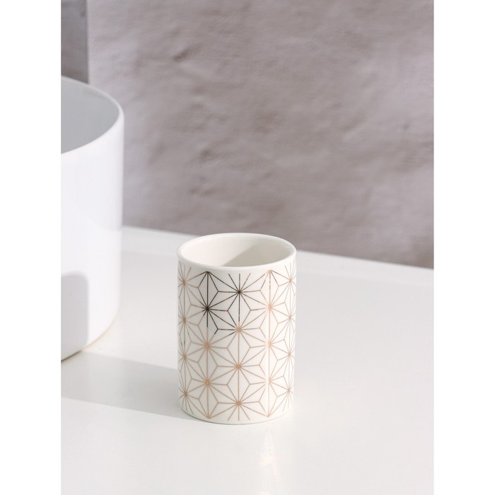 Набор аксессуаров для ванной комнаты Доляна &laquo;Андромеда&raquo;, 3 предмета (дозатор 250 мл, мыльница, стакан), цвет белый