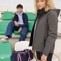 Куртка софтшелл с капюшоном женская Race Women, темно-серая, размер 3XL