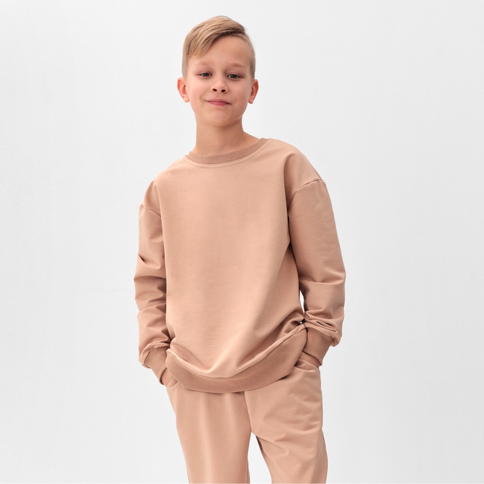 Костюм (свитшот и брюки) детский MINAKU, цвет бежевый, рост 110 см