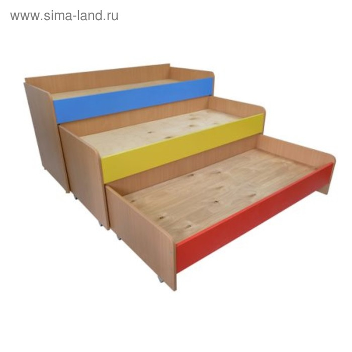 Кровать детская 3-ярусная выкатная, 1480х652х720, Цветная