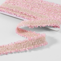 Тесьма декоративная &laquo;Твидовая&raquo;, двусторонняя, 30 мм, 5 &plusmn; 0,5 м, цвет розовый