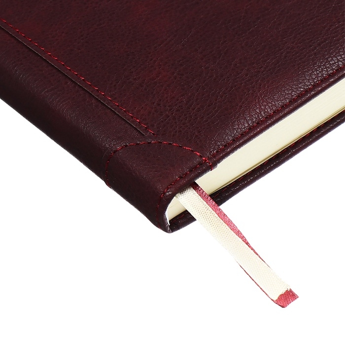 Ежедневник недатированный, твердая обложка кожзам с поролоном, термо тиснение, перфорация, ляссе, кремовый блок 70 г/м2, коричневый