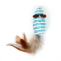 Игрушка для кошек "Мышь-погремушка", 7 см, бело-голубая Игрушка для кошек "Мышь-погремушка", 7 см, бело-голубая