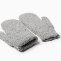 Варежки двухслойные шерстяные, цвет серый, размер M Варежки двухслойные шерстяные, цвет серый, размер M