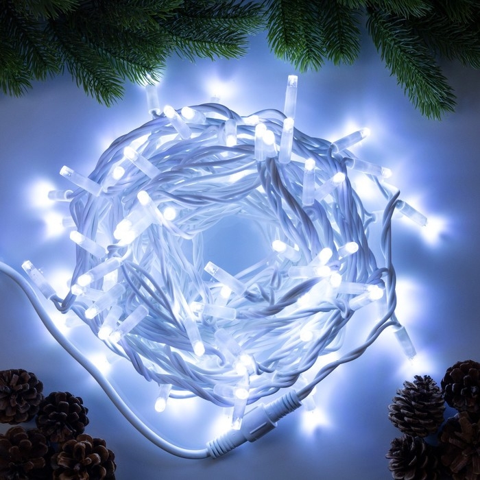 Гирлянда «Нить» 10 м, IP65, УМС, белая каучуковая нить, 100 LED, свечение белое, 220 В Гирлянда «Нить» 10 м, IP65, УМС, белая каучуковая нить, 100 LED, свечение белое, 220 В