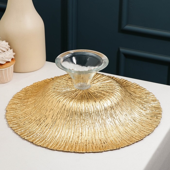 Блюдо сервировочное на ножке «Лунное сияние», d=30 см, цвет золотой Блюдо сервировочное на ножке «Лунное сияние», d=30 см, цвет золотой