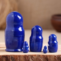 Матрёшка &laquo;Поднос гжель&raquo;, синее платье, 5 кукольная, 10 см