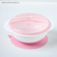 Набор для кормления, 3 предмета: миска на присоске 400 мл, крышка, ложка, цвет присоски розовый, цвет крышки МИКС Набор для кормления, 3 предмета: миска на присоске 400 мл, крышка, ложка, цвет присоски розовый, цвет крышки МИКС