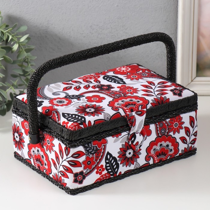 Шкатулка для рукоделия Шкатулка для рукоделия "Народный цветочный узор" 24х16х11 см