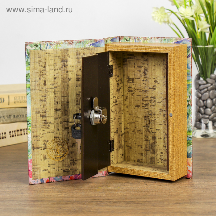 Сейф-книга дерево Сейф-книга дерево "Цветы, нарисованные акварелью" кожзам 21х13х5 см