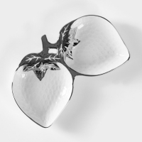 Менажница керамическая 2 ячейки &laquo;Клубника&raquo;, 24,5&times;18&times;3,5 см