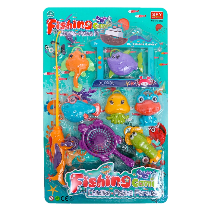 Рыбалка «Волна океана», 6 рыбок, удочка, сачок, МИКС Рыбалка «Волна океана», 6 рыбок, удочка, сачок, МИКС