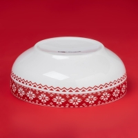 Салатник новогодний Доляна &laquo;Финский лес&raquo;, 580 мл, 15,5&times;6 см, фарфор, цвет белый