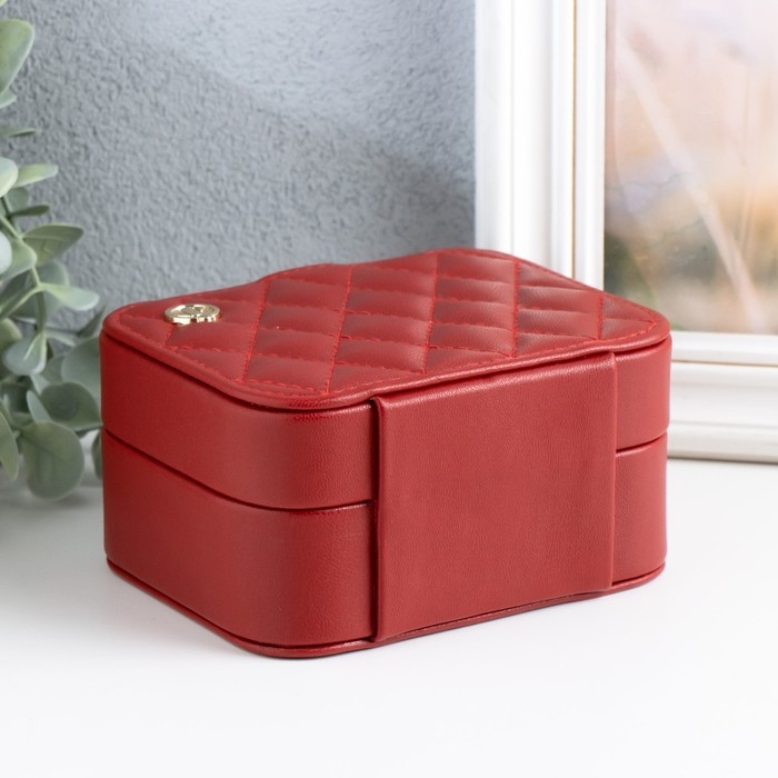 Шкатулка кожзам для украшений Шкатулка кожзам для украшений "Стёганая матовая" бордовая 12х10х6,3 см