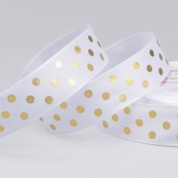 Лента репсовая с тиснением &laquo;Горох&raquo;, 25 мм, 23 &plusmn; 1 м, цвет белый №001