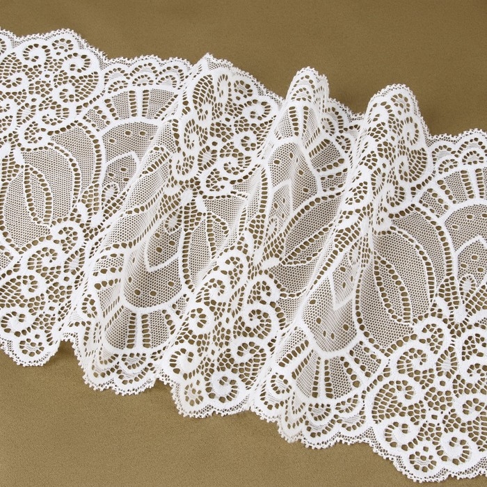 Кружевная эластичная ткань, 185 мм &times; 2,7 &plusmn; 0,5 м, цвет белый