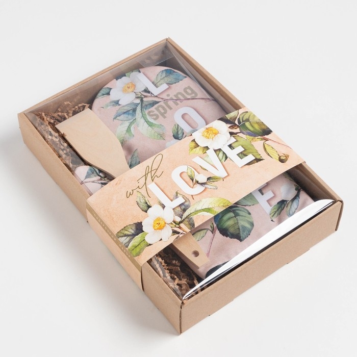 Кухонный набор Кухонный набор "Love",варежка-прихватка 20х28см, лопатка деревянная