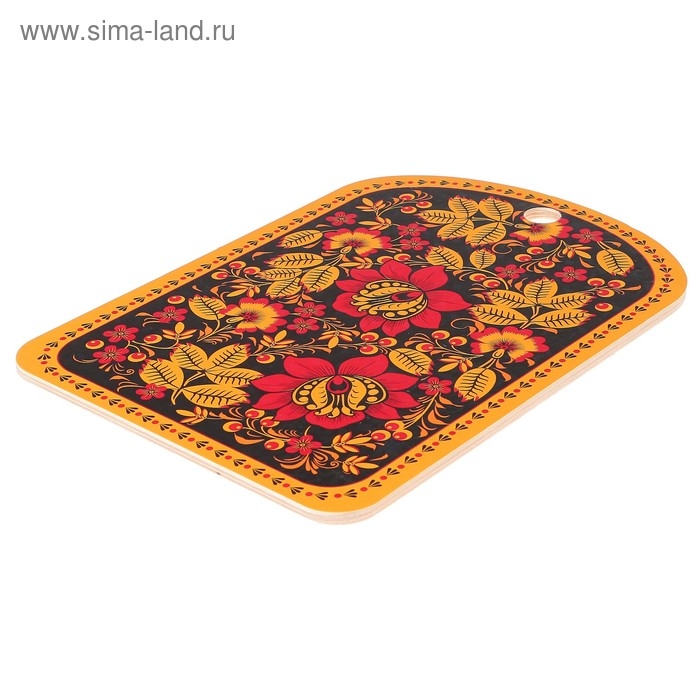 Доска разделочная сувенирная "Хохлома, чёрный фон", 19,5&times;27,5 см