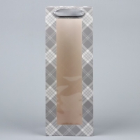 Пакет подарочный под бутылку, упаковка, &laquo;Клетка&raquo;, 36 х 13 х 10 см