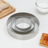 Набор форм для выкладки и выпечки &laquo;Круг&raquo;, 3 шт, d=10, 15, 20 см, высота 4,5 см, цвет серебристый