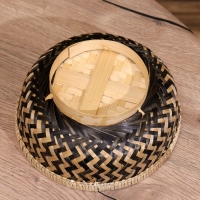 Корзинка с крышкой плетёная, из бамбука 22х22х14 см