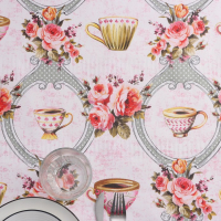 Клеёнка на стол Доляна &laquo;Чаепитие&raquo;, на нетканой основе, ширина 137 см, толщина 0,2 мм, рулон 20 м