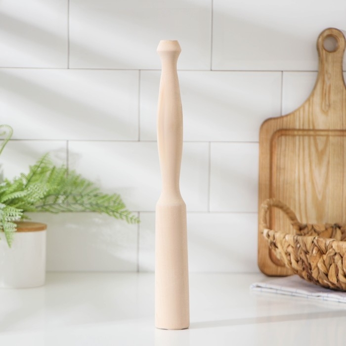 Картофелемялка-толкушка Доляна, 34&times;4.3 см, берёза