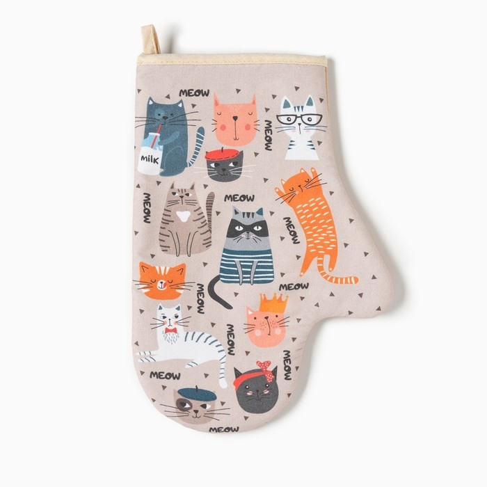 Набор подарочный Meow: полотенце, варежка-прихватка, кисть, лопатка, венчик