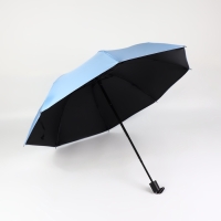 Зонт механический &laquo;Однотонный&raquo;, 4 сложения, 8 спиц, R = 47/55 см, D = 110 см, цвет голубой