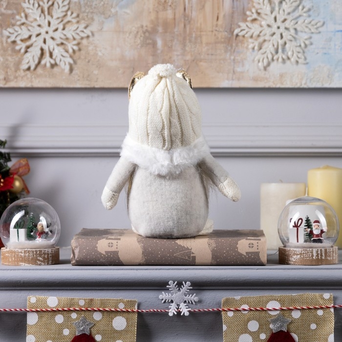 Светодиодная фигура &laquo;Гном белый&raquo; 20 &times; 24 &times; 10 см, текстиль, батарейки AG10х3 (в комплекте), свечение тёплое белое