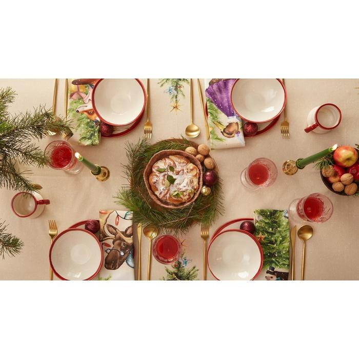 Скатерть новогодняя Этель "Noble Christmas" 150х180 +/-2см с ГМВО, 100%хл, саржа 190гр/м2