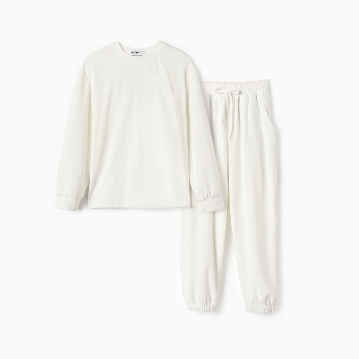 Костюм детский (свитшот, брюки) KAFTAN Plushy р.30 (98-104), белый