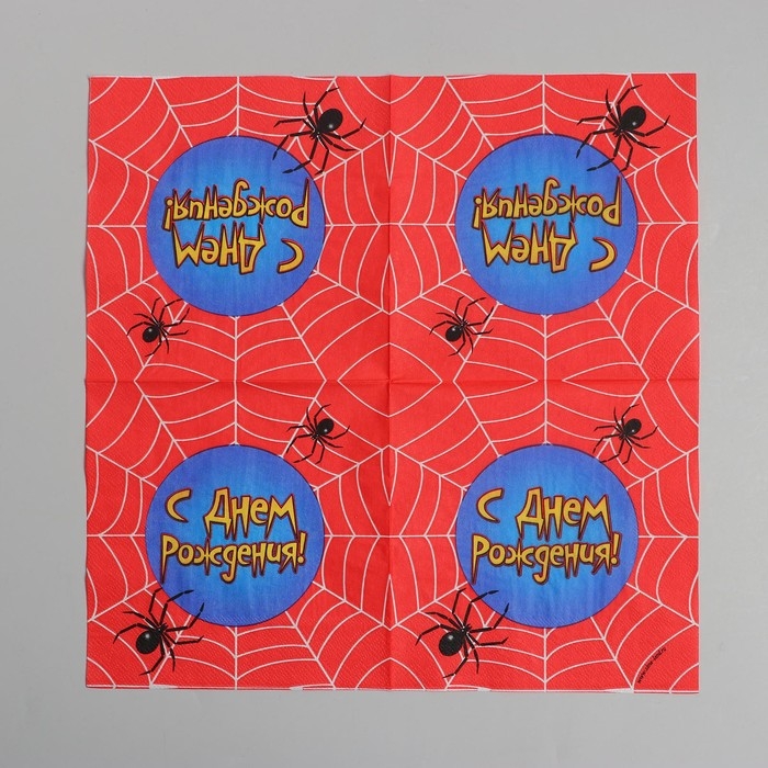 Салфетки бумажные двухслойные &laquo;С днём рождения&raquo;, паутина, 33х33, 20 шт.