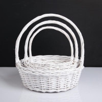 Набор корзин, 3 шт, 39&times;14/40 см,  30&times;12/35 см, 25&times;10/30 см, белый,  ива