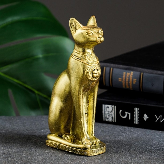 Фигура Фигура "Богиня Бастет" состаренное золото, 13х4х8см