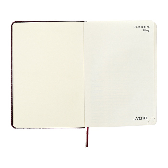 Ежедневник недатированный A5 136 листов кожзам deVENTE. Clair, твердая обложка с поролоном, перфорация, ляссе, блок 70, бордовый