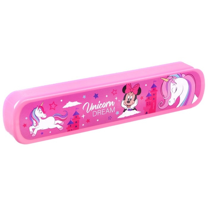 Пенал-футляр пластиковый, 43х200х23 мм, выдвижной, Минни Маус и единорог Пенал-футляр пластиковый, 43х200х23 мм, выдвижной, Минни Маус и единорог