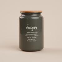 Банка для сахара SL Home, 9,5×14 см, цвет серый, с бамбуковой крышкой Банка для сахара SL Home, 9,5×14 см, цвет серый, с бамбуковой крышкой